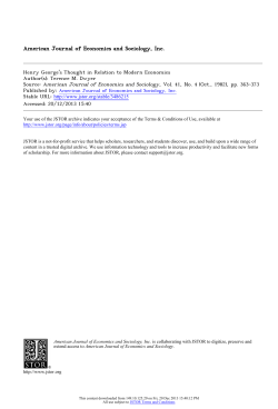 Henry George`s Thought in Relation to Modern Economics