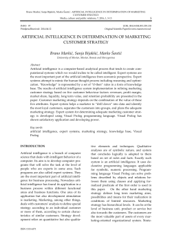 ARTIFICIAL INTELLIGENCE IN DETERMINATION OF MARKETING