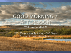 Good Morning / Afternoon