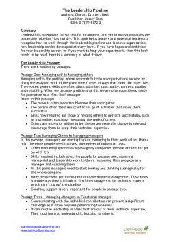 The Leadership Pipeline