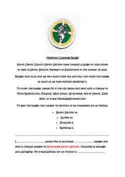 Medieval Challenge Badge North Devon District Senior Section