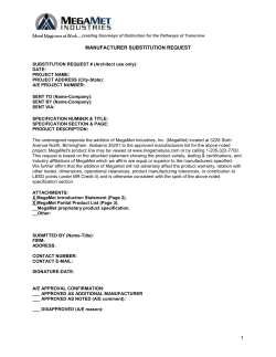MegaMet Mfr Substitution Request