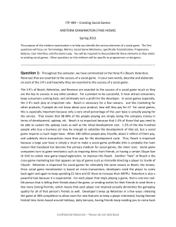 ITP 499 &ndash; Creating Social Games MIDTERM EXAMINATION (TAKE