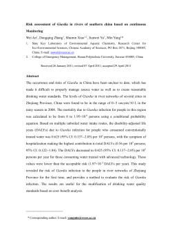 Assessing the risk of Giardia in Rivers of Southern China Based on