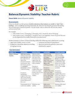 Balance/Dynamic Stability: Teacher Rubric