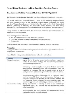 From Risky Business to Best Practice