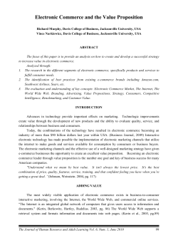 Electronic Commerce and The Value Proposition
