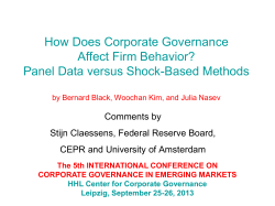 How Does Corporate Governance Affect Firm Behavior? Panel Data