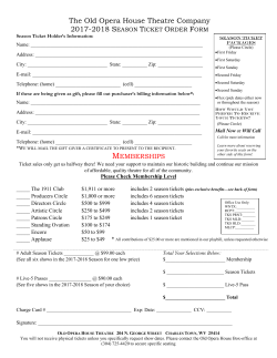 Season Tickets (valid for the six main-stage