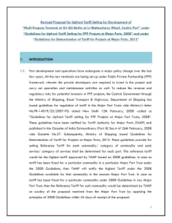 Proposal - Tariff Authority for Major Ports