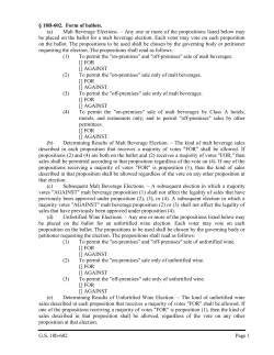 G.S. 18b-602 Page 1 &sect; 18B-602. Form of ballots. (a) Malt Beverage