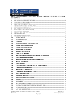 Procurement: BIS standard terms and conditions of contract