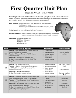First Quarter Unit Plan