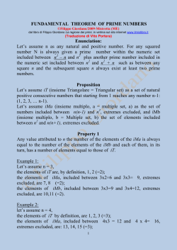 FUNDAMENTAL THEOREM OF PRIME NUMBERS Enunciation