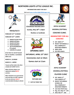 SATURDAY, APRIL 15 th 2017 Ceremonies start at 10am Games