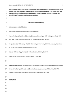 Running head: PERILS OF AUTOMATICITY PERILS OF