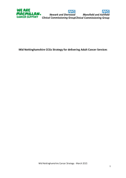 Mid Nottinghamshire CCGs Strategy for delivering Adult Cancer