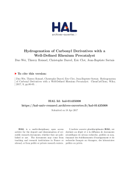 Hydrogenation of Carbonyl Derivatives with a Well