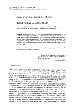 Issues in commonsense set theory - Bilkent University Computer