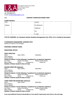 Company Formation Order Form