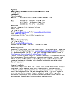 Syllabus Principles of Genetics/BSC324-201/BSC324-202/BSC