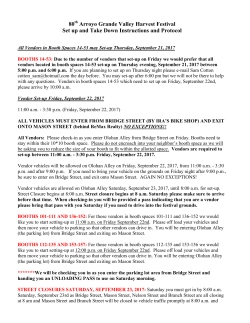 SET UP AND TAKE DOWN DATES AND TIMES and PROTOCOL