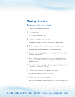 Moving checklist - AMJ Western Ontario