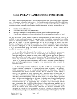 scel instant game closing procedure