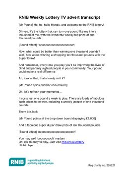 RNIB Weekly Lottery TV advert transcript