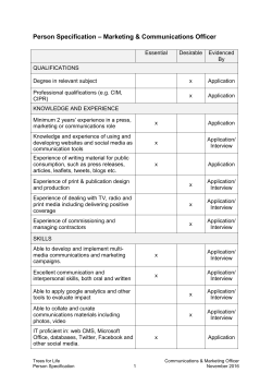 Comms Officer Person Specification