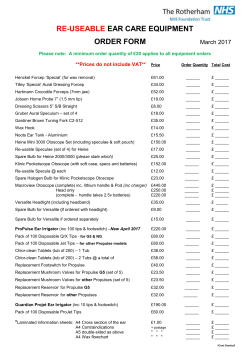 order form - Rotherham Primary Ear Care Centre