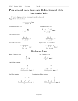 Propostional Logic Inference Rules, Sequent Style