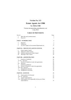 Estate Agents Act 1980 - Victorian Legislation and Parliamentary
