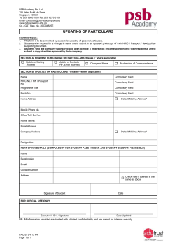 Update of Particulars