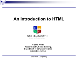 An Introduction to HTML Sujana Jyothi