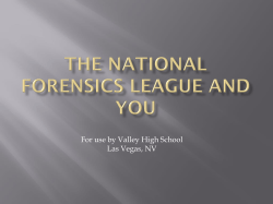 The National Forensics League and You