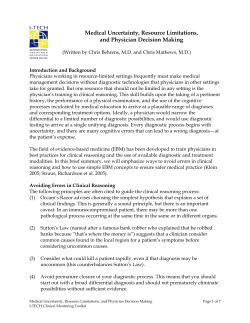 Medical Uncertainty, Resource Limitations, and Physician - I-Tech