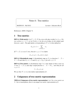 Notes 6 : Tree metrics 1 Tree metrics 2 Uniqueness of tree metric