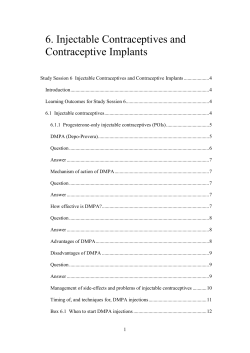 6. Injectable Contraceptives and Contraceptive Implants