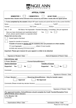 NGEE ANN POLYTECHNIC: APPEAL AND TRANSFER FORM