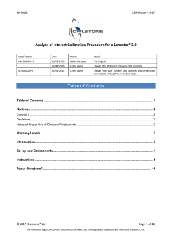 Analyte of Interest Calibration Procedure for a Lonestar&reg; 3.0