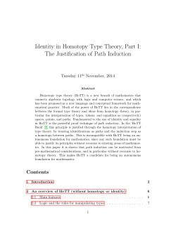Identity in Homotopy Type Theory, Part I: The