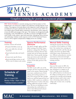 Complete training for junior tournament players. Schedule of Training