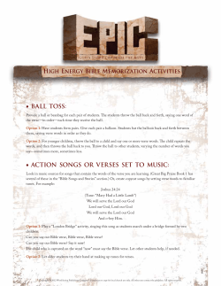 High Energy Bible Memorization Activities &bull; BALL TOSS: &bull; ACTION
