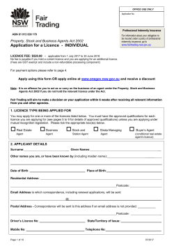 Application for a Licence - INDIVIDUAL