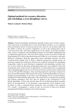 Optimal methods for resource allocation and scheduling