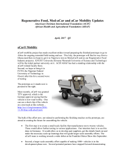 Regenerative Food, Med-aCar and aCar Mobility Updates