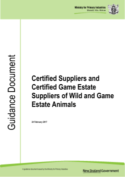 Certified Suppliers and Certified Game Estate Suppliers of