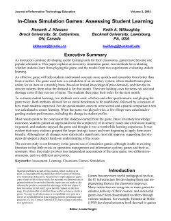 In-Class Simulation Games: Assessing Student Learning