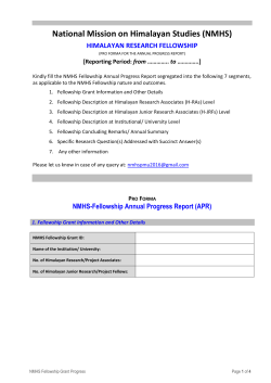 Fellowship Annual Progress Report